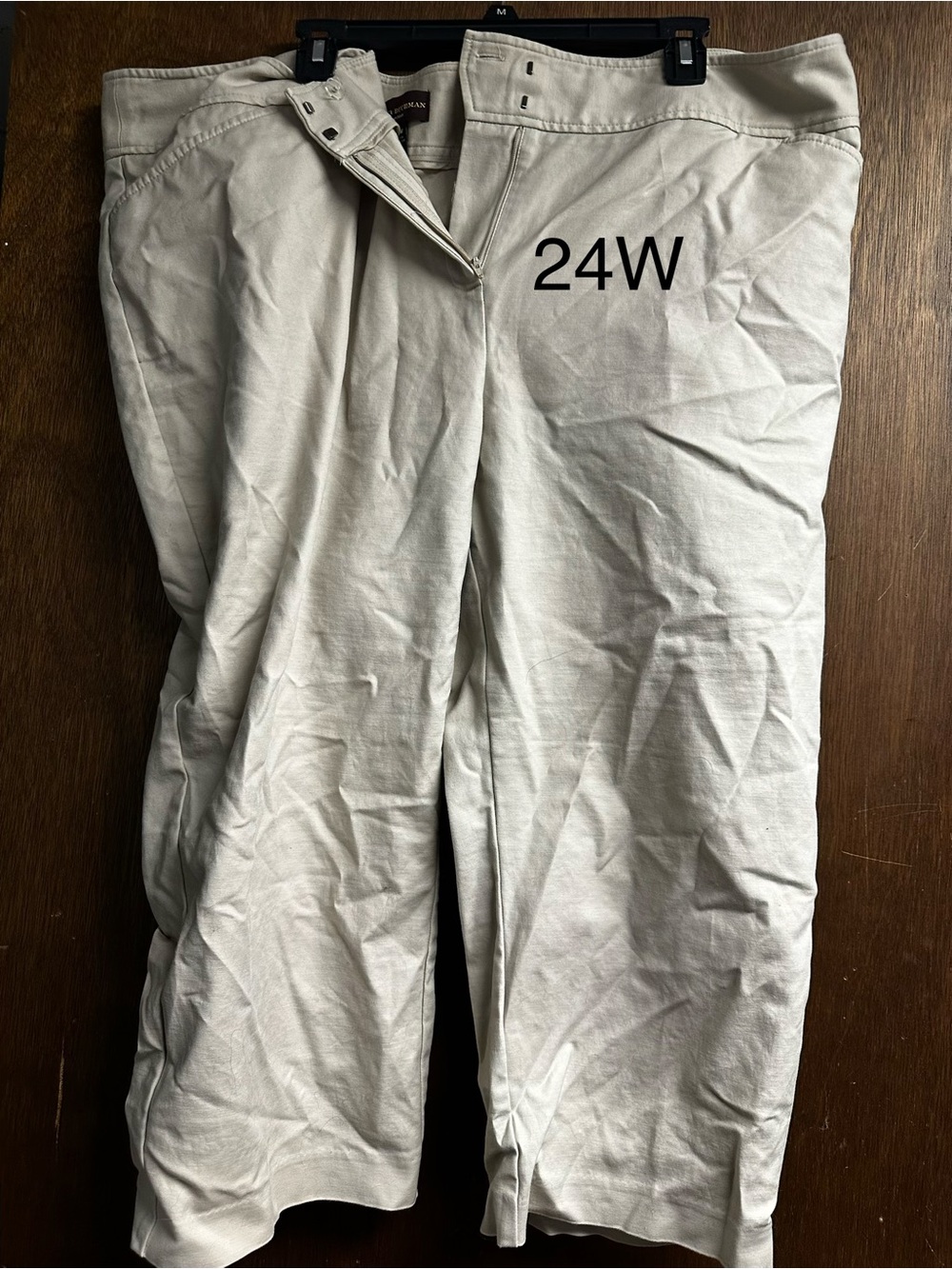 Dana Buchman Cream Plus-Size Wide-Leg Chinos 24W